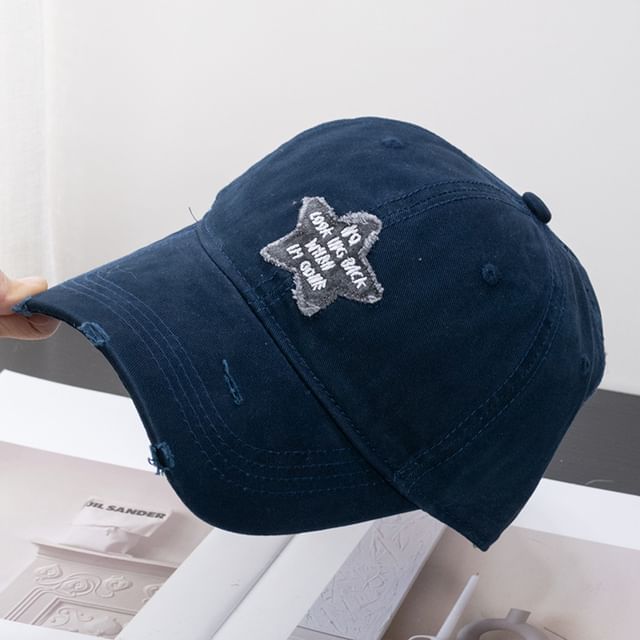 Star Baseball Applique Distressed Cap