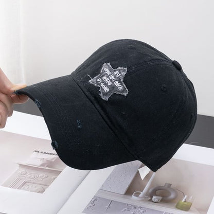 Star Baseball Applique Distressed Cap
