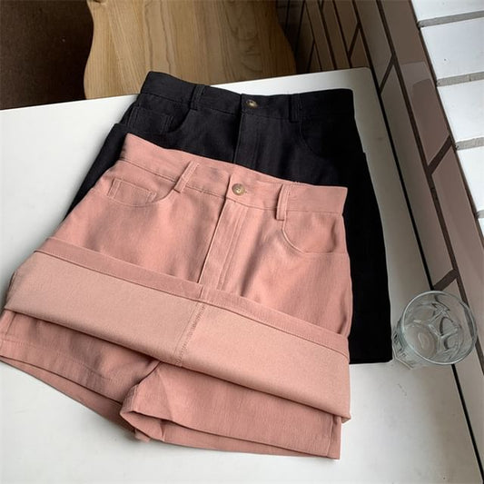 Plain A-Line Waist Skirt Mini High