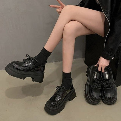 Shoes Chunky Platform Heel Lace-Up