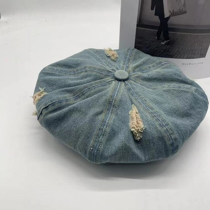Beret Distressed Denim
