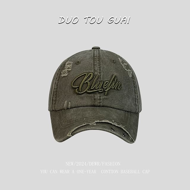 Cap Baseball Embroidered Letter Distressed
