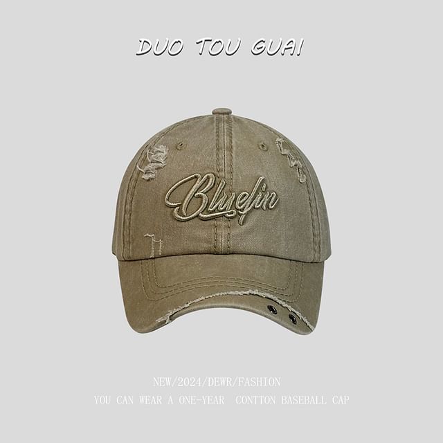Cap Baseball Embroidered Letter Distressed