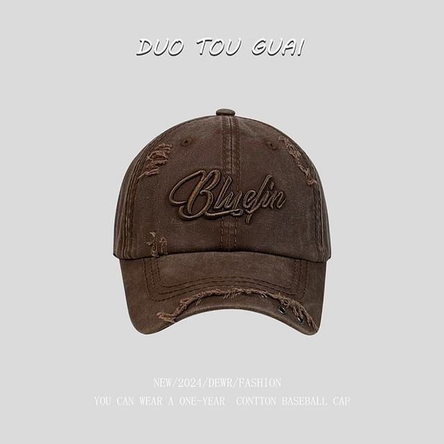 Cap Baseball Embroidered Letter Distressed