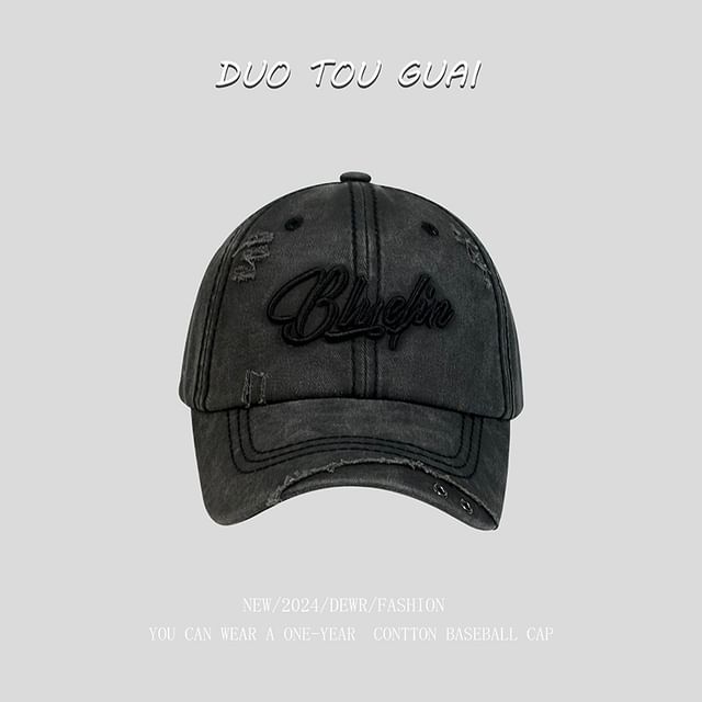 Cap Baseball Embroidered Letter Distressed