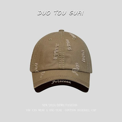 Baseball Embroidered Distressed Letter Cap