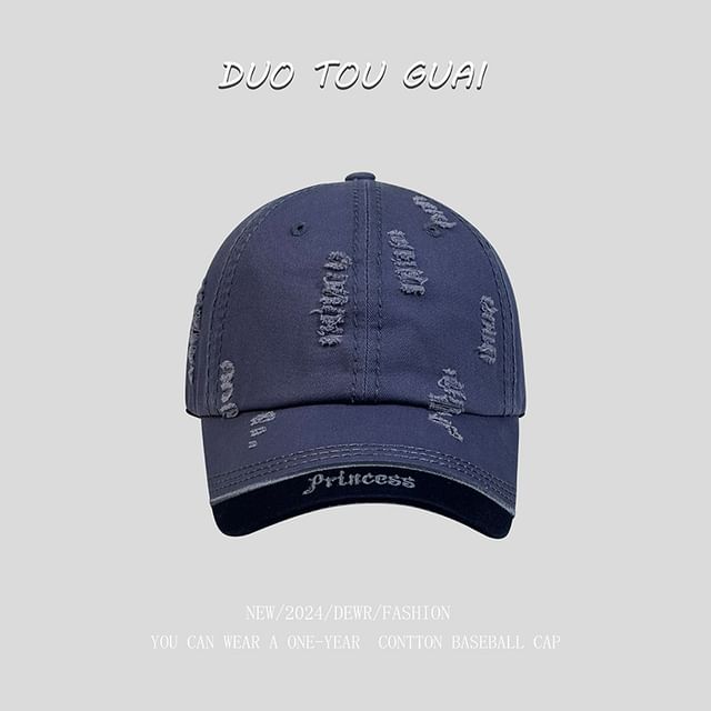 Baseball Embroidered Distressed Letter Cap