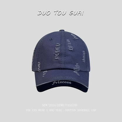 Baseball Embroidered Distressed Letter Cap