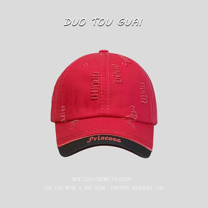 Baseball Embroidered Distressed Letter Cap