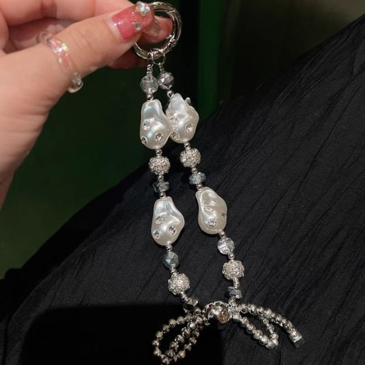 Rhinestone Phone Pearl Irregular Strap Faux