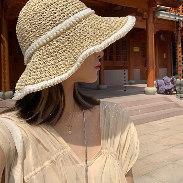 Sun Pearl Hat Faux Straw