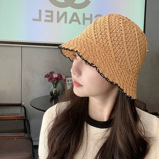 Sample Contrast Trim Woven Bucket Hat