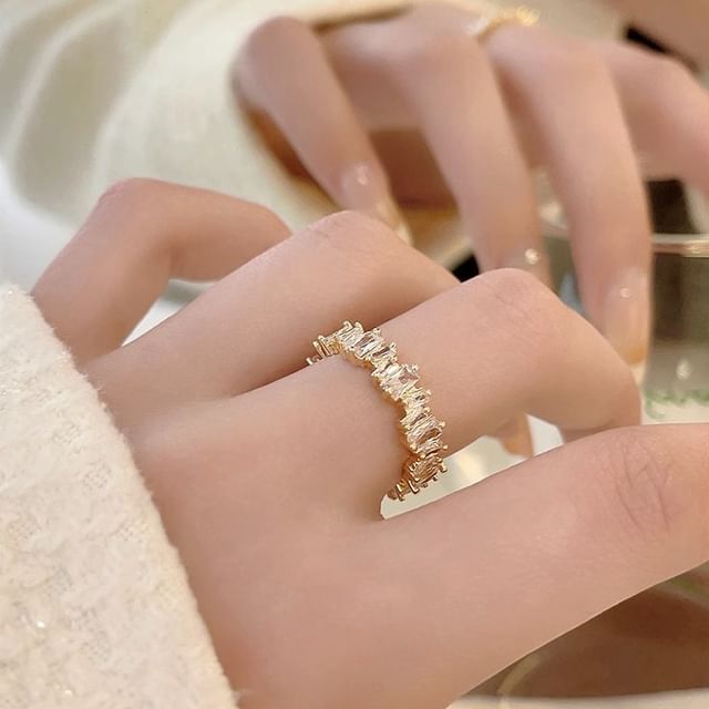Open Alloy Rhinestone Ring