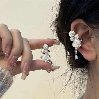 Floral Cuff Faux Alloy Ear Pearl