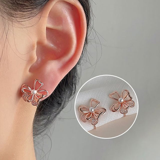 Faux Floral Earring Stud Alloy Pearl