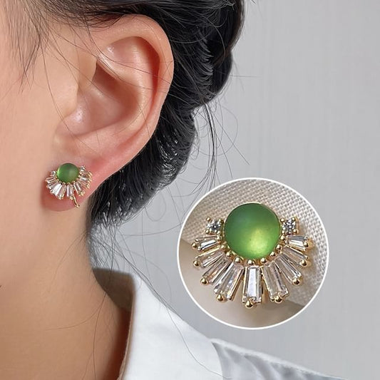Alloy Gemstone Cuff Faux Ear Rhinestone