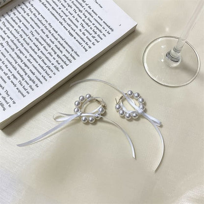 Choker Bow Pearl / Hoop Earring Faux