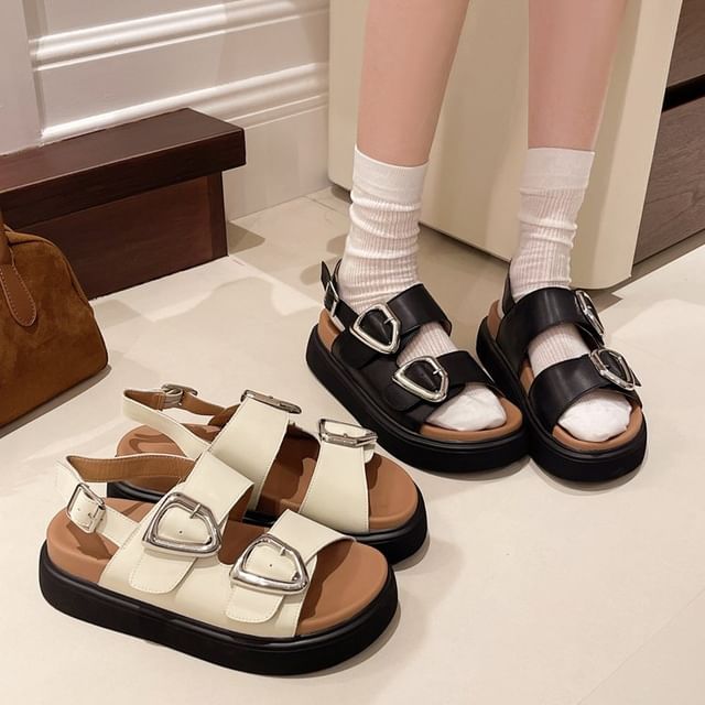 Buckled Slingback Sandals Platform