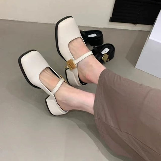 Toe Mules Heel Square Chunky