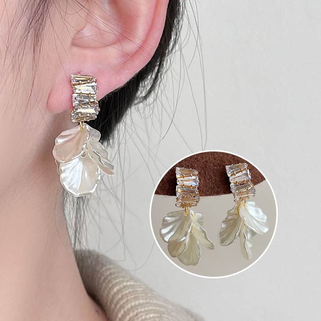 Drop Earring Rhinestone Alloy Petal