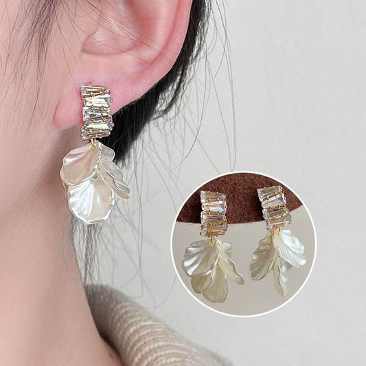 Drop Earring Rhinestone Alloy Petal