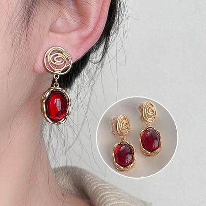 Earring Gemstone Drop Alloy Faux