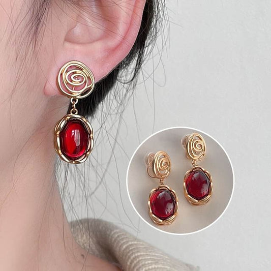 Earring Gemstone Drop Alloy Faux