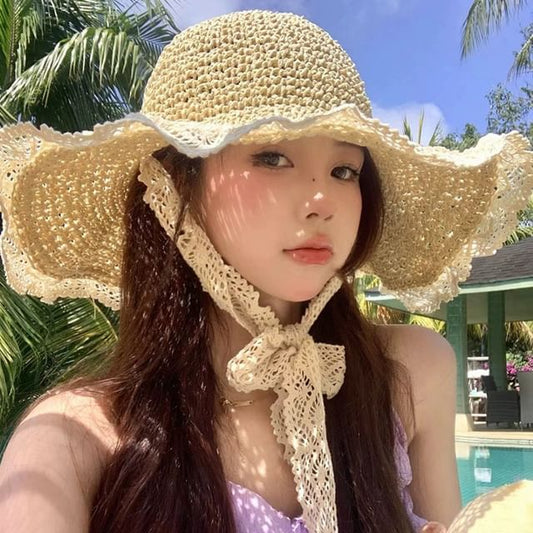 Hat Trim Straw Lace Sun