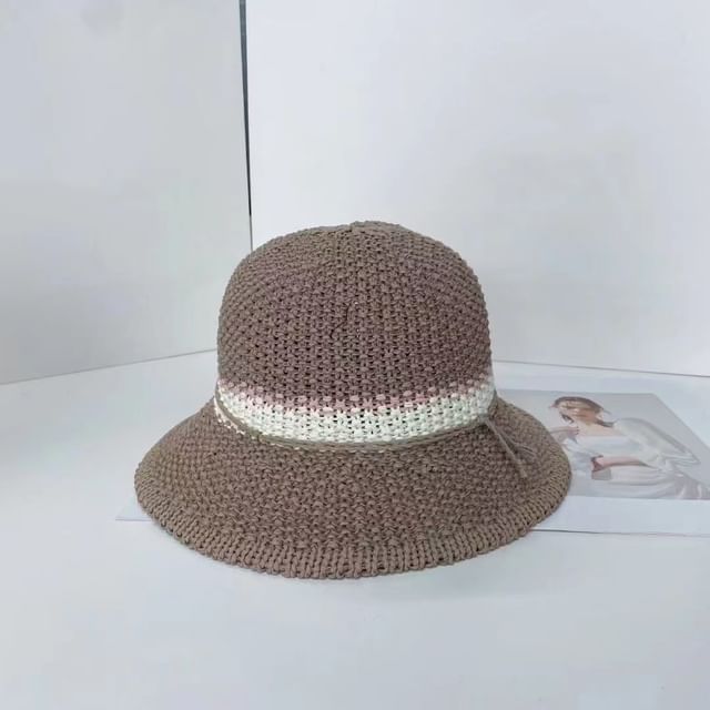 Bucket Woven Striped Hat