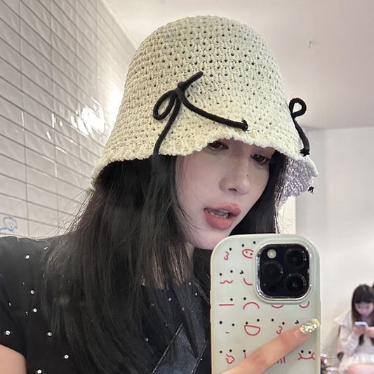 Bucket Bow Woven Hat