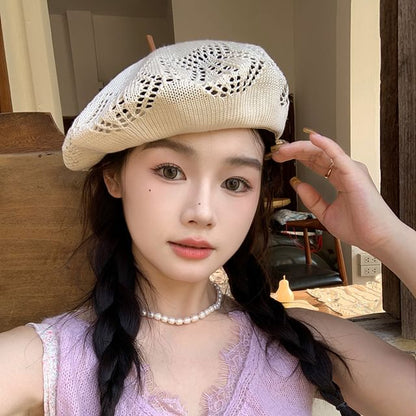 Hat Beret Eyelet