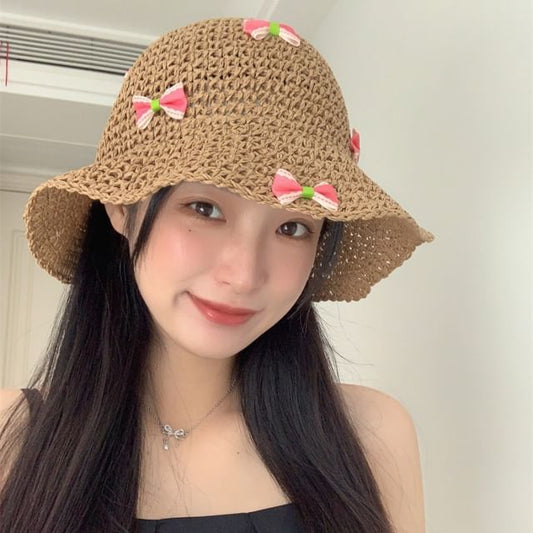 Bucket Straw Hat Bow
