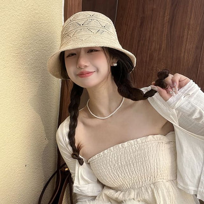 Knit Bucket Hat Eyelet