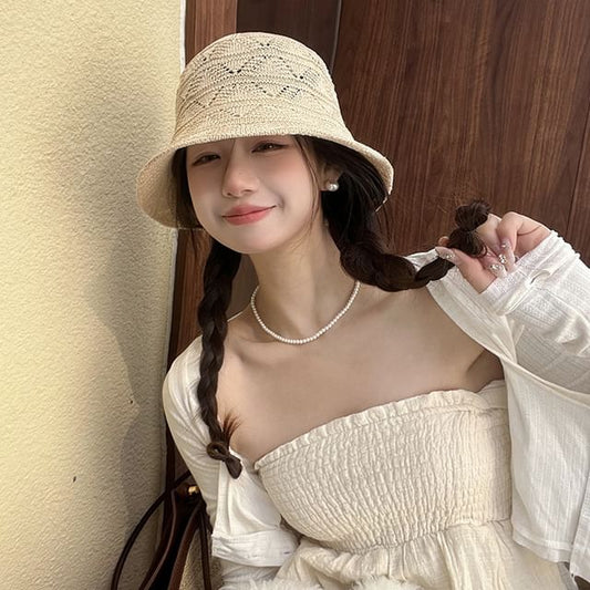 Knit Bucket Hat Eyelet