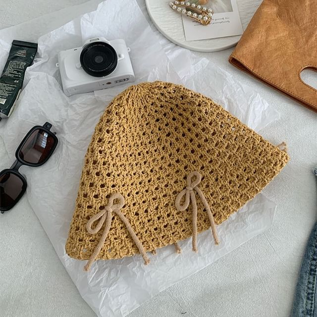 Bucket Bow Woven Hat