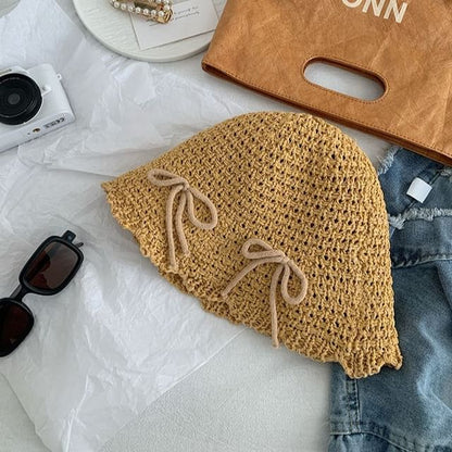 Bucket Bow Woven Hat