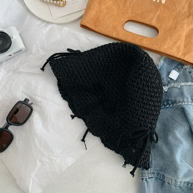Bucket Bow Woven Hat