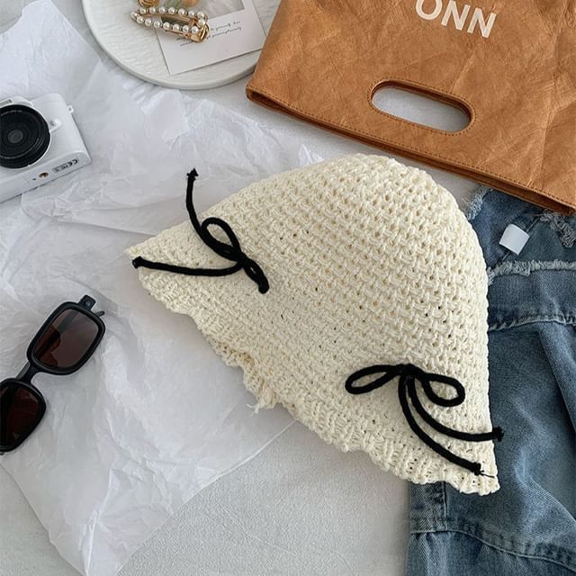 Bucket Bow Woven Hat