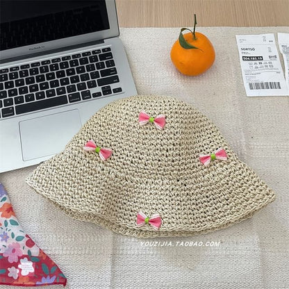 Bucket Straw Hat Bow