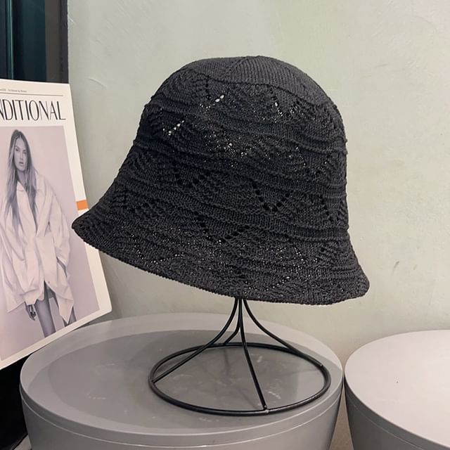 Knit Bucket Hat Eyelet