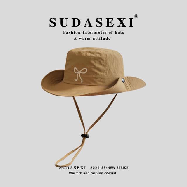 Bucket Bow Embroidered Hat
