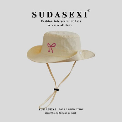 Bucket Bow Embroidered Hat
