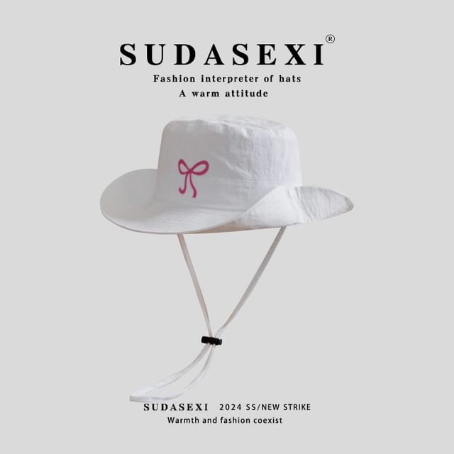 Bucket Bow Embroidered Hat