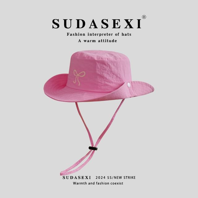 Bucket Bow Embroidered Hat