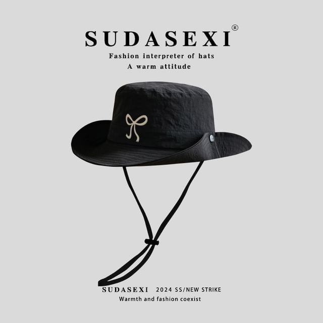 Bucket Bow Embroidered Hat