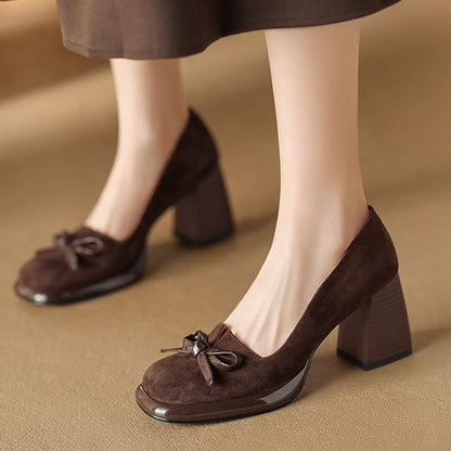 Sample Block Heel Bow Pumps