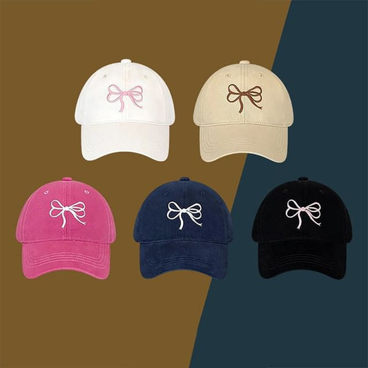 Embroidered Baseball Cap Bow