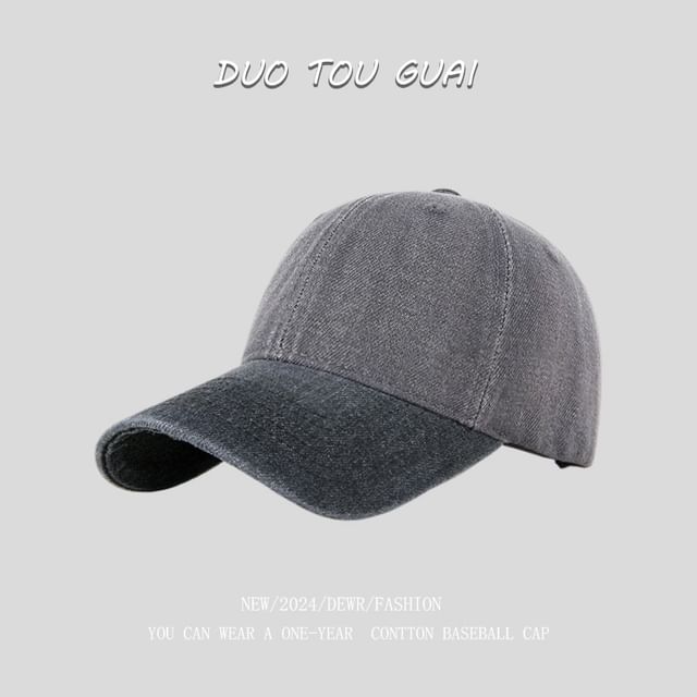 Washed Baseball Two Cap Denim Tone