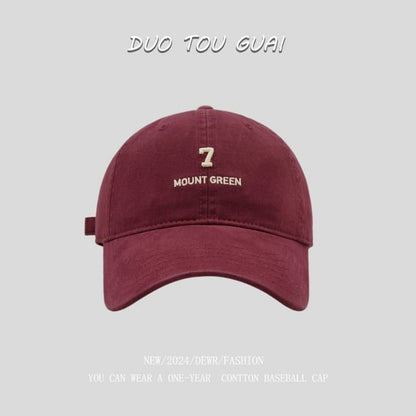 Number Embroidered Baseball Cap