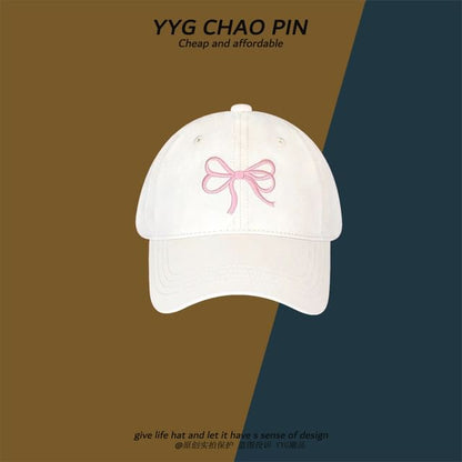 Embroidered Baseball Cap Bow